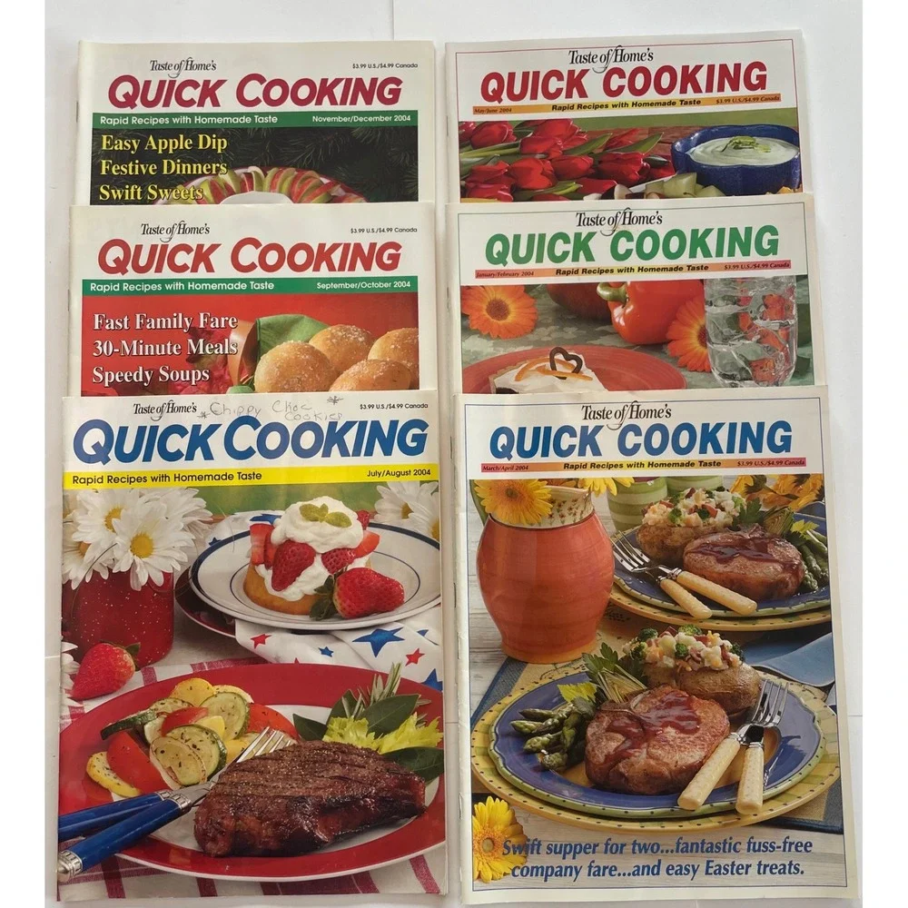 Taste of Home Quick Cooking Magazine Lot 2004 Full Year 6 Issues Rapid Recipes